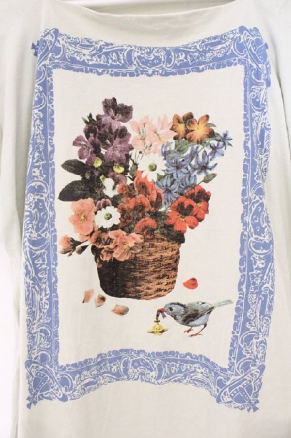 画像2: ヴィヴィアンウエストウッド 中古 / ブーケプリント額縁スクエアカットソー 2 ミント  O-26-03-08-057-to-YM-OS (2)