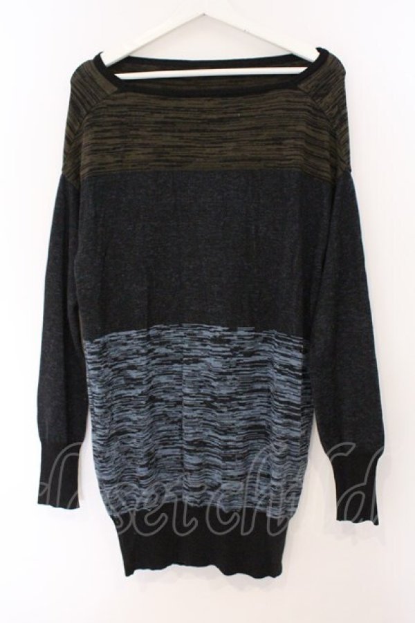 画像4: ヴィヴィアンウエストウッド 中古 / ドレープネックボーダーニットワンピース 2 ブルー  O-26-03-08-060-op-YM-OS (4)