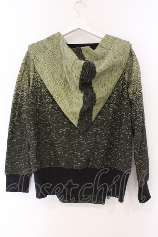 画像4: ANGLOMANIA 中古 / 魔女フードダブルジップパーカー 38 ネオンイエローｘブラック  O-26-03-08-062-to-YM-OS (4)