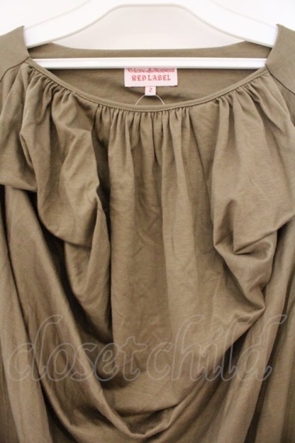 画像2: ヴィヴィアンウエストウッド 中古 / ドレープカットソーワンピース 2 オリーブ  O-26-03-08-064-op-YM-OS (2)