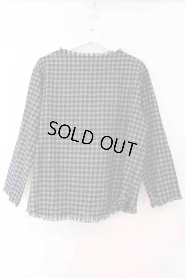 画像4: ANGLOMANIA 中古 / コードタイチェックトップス 38 ネイビーｘグレー  O-26-03-08-065-to-YM-OS (4)