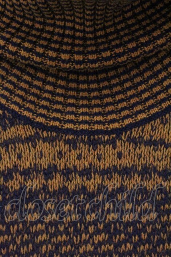 画像2: ANGLOMANIA 中古 / アシンメトリーデビル袖タートルネックワイドニット 38 イエローｘネイビー  O-26-03-08-067-to-YM-OS (2)