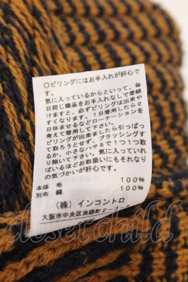 画像7: ANGLOMANIA 中古 / アシンメトリーデビル袖タートルネックワイドニット 38 イエローｘネイビー  O-26-03-08-067-to-YM-OS (7)