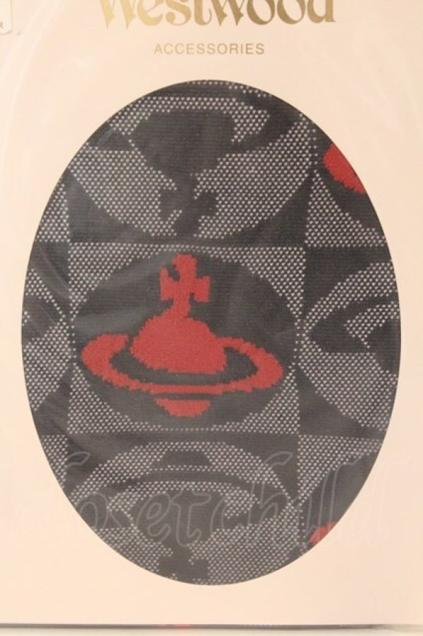 画像2: ヴィヴィアンウエストウッド 中古 / チェッカーオーブストッキング M-L ロイヤルネイビー  O-26-03-08-085-gd-YM-OS (2)