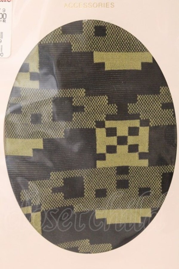 画像2: ヴィヴィアンウエストウッド 中古 / ピクセルオーブタイツ M-L ブラックｘカーキ  O-26-03-08-090-gd-YM-OS (2)