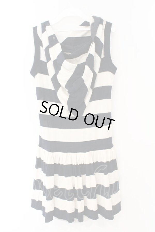 画像4: ヴィヴィアンウエストウッド 中古 / ノースリーブ魔女フードオールインワン 2 ネイビーｘホワイト  O-26-03-08-009-op-YM-OS (4)