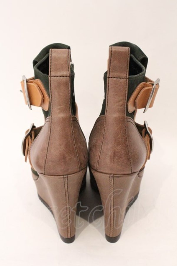 画像6: ヴィヴィアンウエストウッド 中古 / ウェッジソールボンテージブーツ 38（24cm） グリーンｘブラウン  O-26-03-08-093-sh-YM-ZH (6)