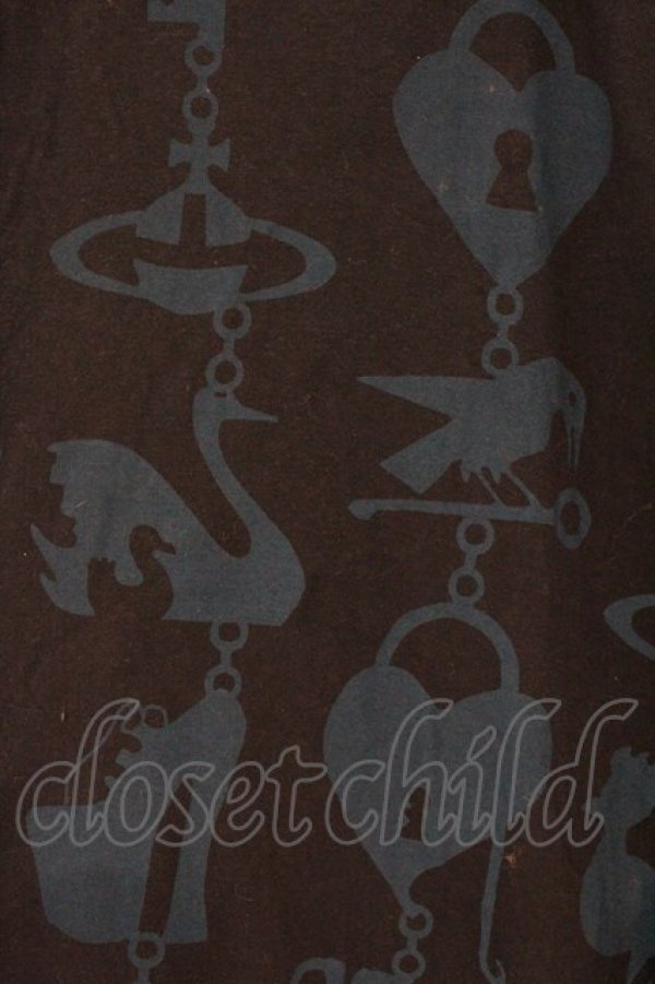 画像2: ヴィヴィアンウエストウッド 中古 / チャームプリント半袖カットソー 3 ネイビーｘターコイズ  O-26-03-08-010-to-YM-OS (2)