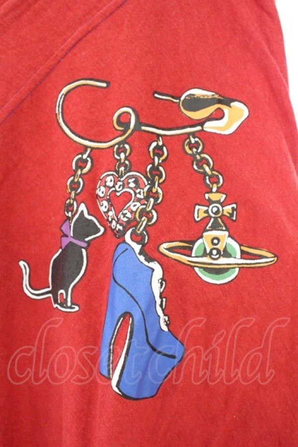 画像2: ヴィヴィアンウエストウッド 中古 / セーフティーピンプリント変形カットワンピース 2 レッド  O-26-03-08-016-op-YM-OS (2)