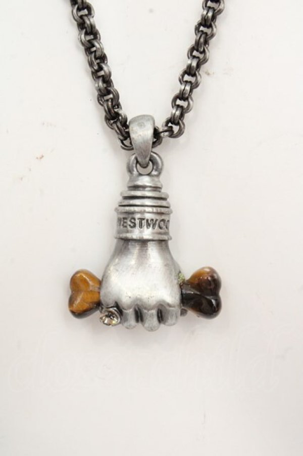 画像2: ヴィヴィアンウエストウッド 中古 / Hand and Bone ペンダント（ハンドアンドボーン）  シルバーｘブラウン  O-26-03-15-019-ac-YM-OS (2)