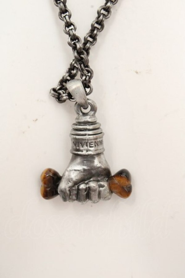 画像3: ヴィヴィアンウエストウッド 中古 / Hand and Bone ペンダント（ハンドアンドボーン）  シルバーｘブラウン  O-26-03-15-019-ac-YM-OS (3)
