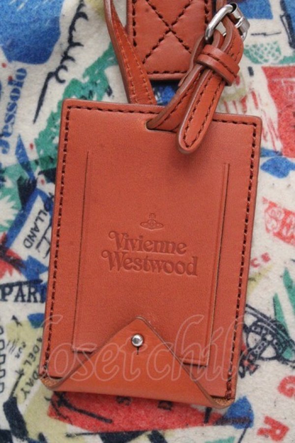 画像2: ヴィヴィアンウエストウッド 中古 / トラベル柄フェルトバッグ  アイボリー×マルチ×オレンジ  O-26-03-15-003-ba-IG-OS (2)