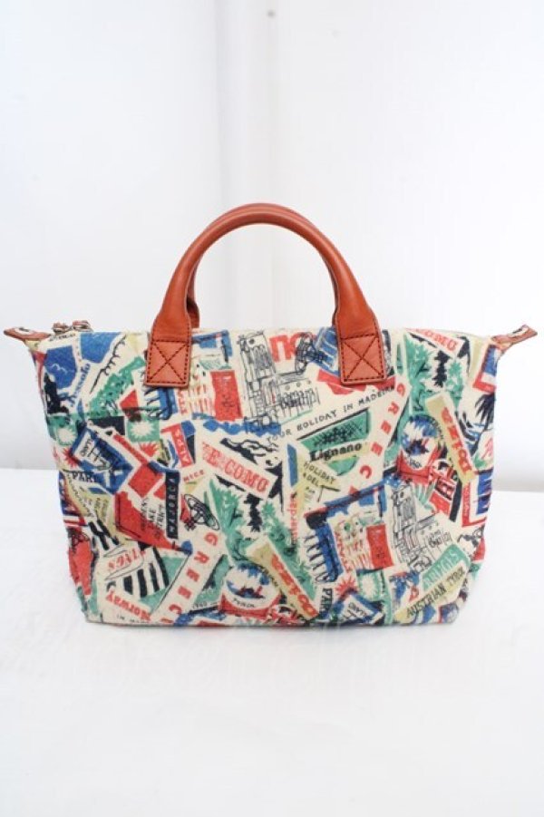 画像5: ヴィヴィアンウエストウッド 中古 / トラベル柄フェルトバッグ  アイボリー×マルチ×オレンジ  O-26-03-15-003-ba-IG-OS (5)