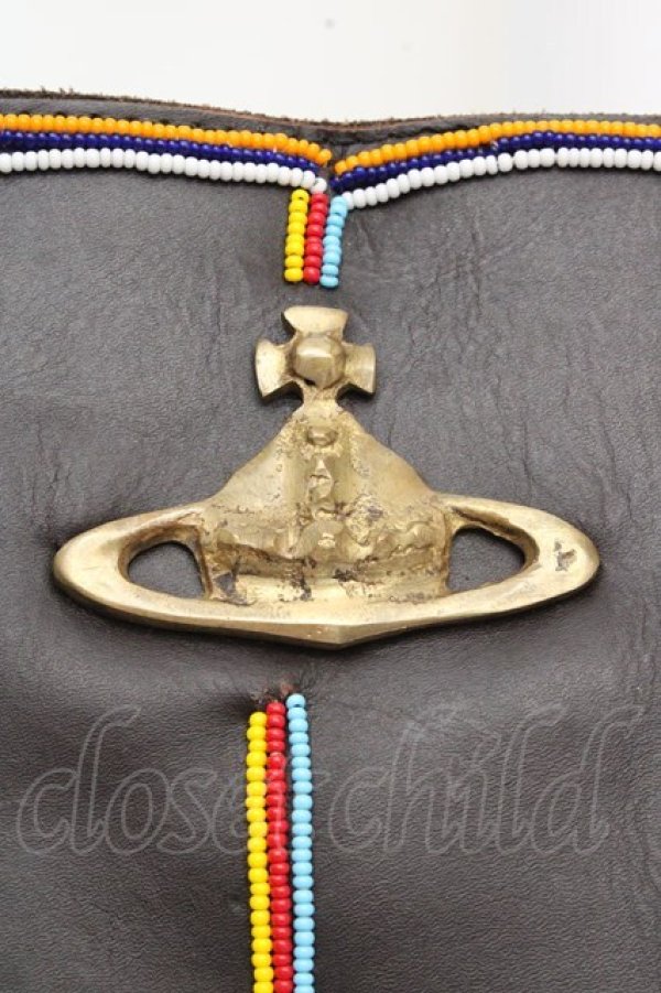 画像2: ヴィヴィアンウエストウッド 中古 / ニューヤスミンバッグ  ブラック×レッド×ネイビー  O-26-03-15-004-ba-IG-OS (2)