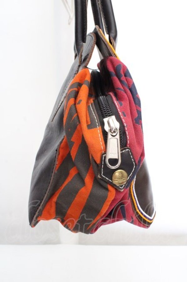 画像4: ヴィヴィアンウエストウッド 中古 / ニューヤスミンバッグ  ブラック×レッド×ネイビー  O-26-03-15-004-ba-IG-OS (4)