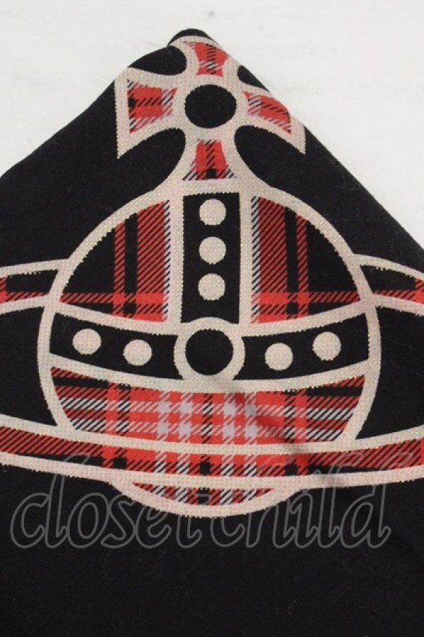 画像2: ヴィヴィアンウエストウッド 中古 / ハンカチーフ  ブラック×レッドチェック オーブ柄  O-26-03-15-054-gd-IG-OS (2)