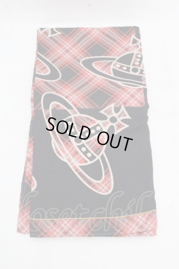 画像3: ヴィヴィアンウエストウッド 中古 / ハンカチーフ  ブラック×レッドチェック オーブ柄  O-26-03-15-054-gd-IG-OS (3)