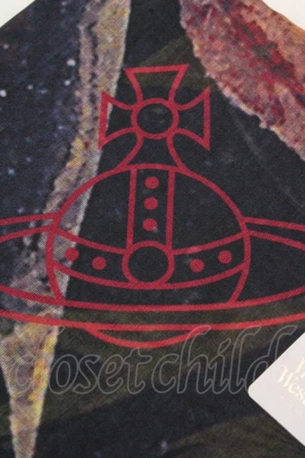 画像2: ヴィヴィアンウエストウッド 中古 / カーピフラワー　ハンカチーフ  ブラックｘレッドオーブ  O-26-03-15-056-gd-YM-OS (2)