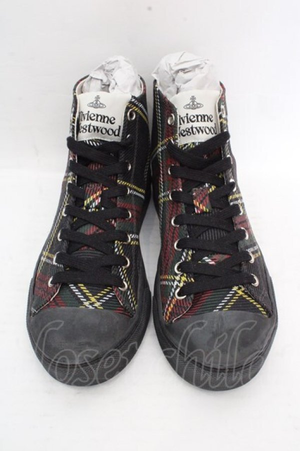画像2: ヴィヴィアンウエストウッド 中古 / PLIMSOLL HIGH TOPスニーカー（プリムソールハイトップ） 38（24cm） マルチ  O-26-03-15-071-sh-YM-OS (2)