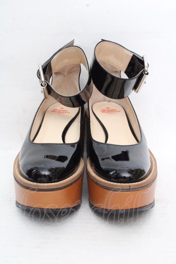 画像2: ヴィヴィアンウエストウッド 中古 / プラットホームベルトパンプス 36（約23cm） エナメルブラック  O-26-03-15-073-sh-YM-OS (2)