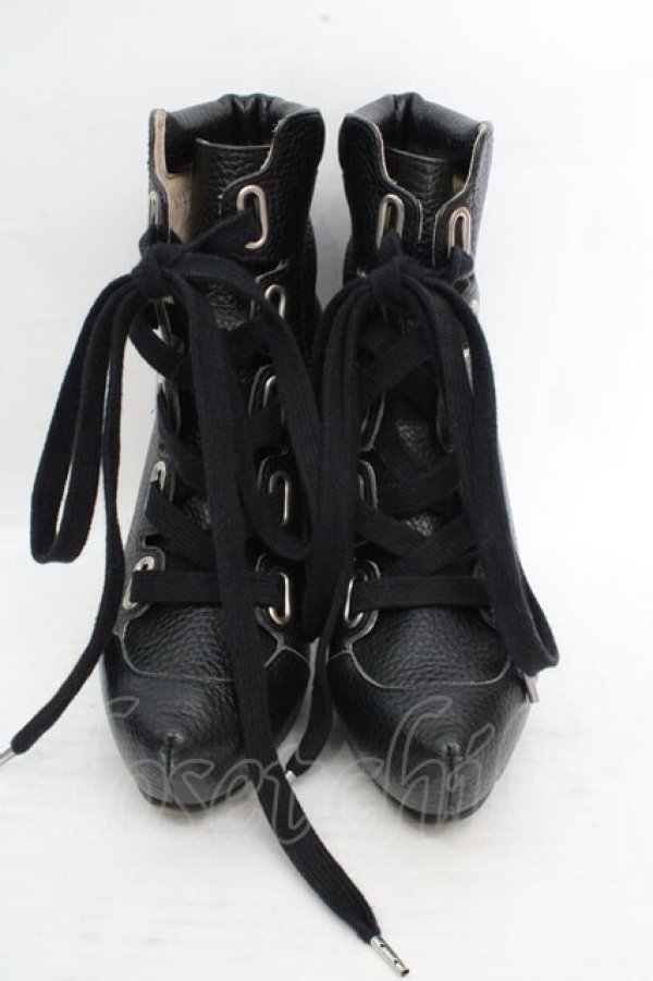 画像2: ヴィヴィアンウエストウッド 中古 / レースアップヒールブーツ 38（24cm） ブラック  O-26-03-15-075-sh-YM-OS (2)