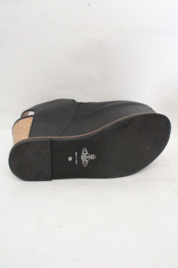 画像7: ヴィヴィアンウエストウッド 中古 / ウェッジサンダル 38（約24cm） ブラックｘベージュ  O-26-03-15-076-sh-YM-OS (7)