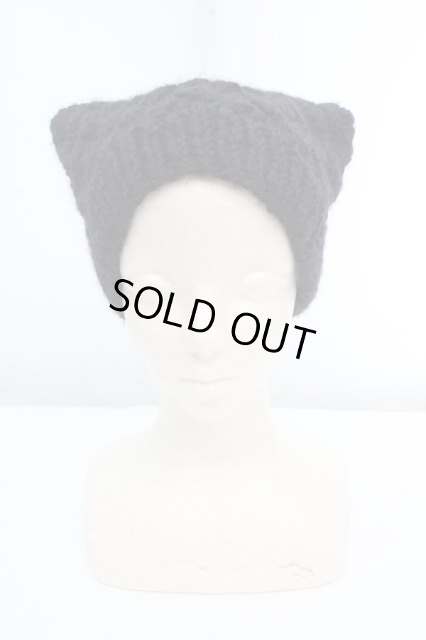 画像2: ヴィヴィアンウエストウッド 中古 / キャットイヤーニットキャップ  ブラック  O-26-03-15-017-ha-YM-OS (2)