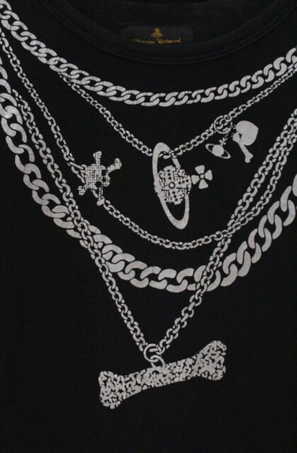 画像2: ヴィヴィアンウエストウッド Anglomania and Lee 中古 / ネックレスプリントTシャツ XS ブラック  O-26-03-22-022-ts-YM-OS (2)