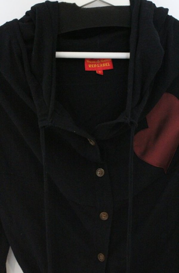 画像2: ヴィヴィアンウエストウッド 中古 / マティスハートパッチフーデッドカーディガン 2 ブラック  O-26-03-22-025-to-YM-OS (2)