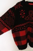画像2: ヴィヴィアンウエストウッド 中古 / オーブ柄ニット 00 レッド×ブラック  O-26-03-22-026-to-IG-OS (2)