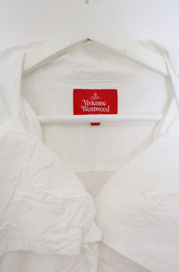 画像3: ヴィヴィアンウエストウッド 中古 / 半袖リボンオーバーシャツ O/S ホワイト  O-26-03-22-029-bl-YM-OS (3)