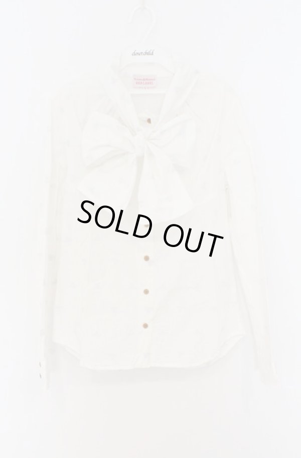 画像4: ヴィヴィアンウエストウッド 中古 / オーブ総柄ボウタイブラウス S ホワイト  O-26-03-22-030-bl-YM-OS (4)