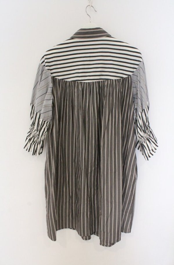 画像4: ヴィヴィアンウエストウッド 中古 / ストライプブロッキングバルーンスリーブシャツドレス 00 グレー  O-26-03-22-032-op-IG-OS (4)