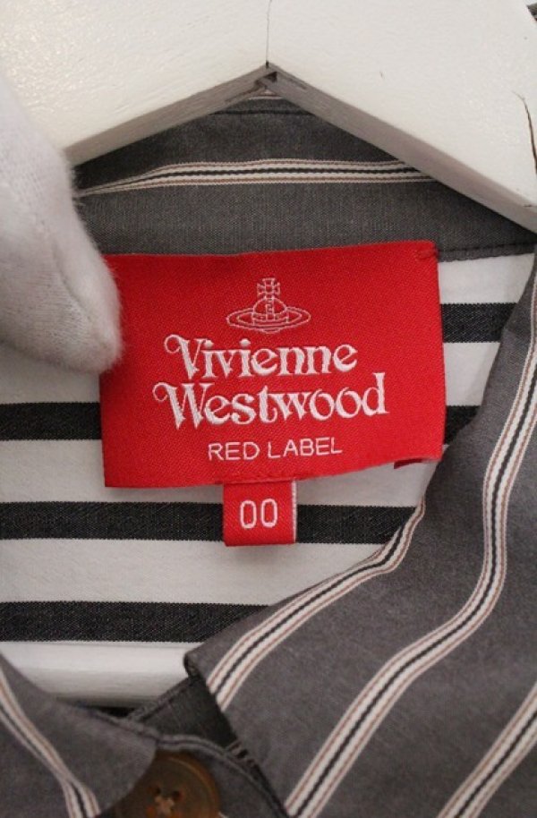 画像5: ヴィヴィアンウエストウッド 中古 / ストライプブロッキングバルーンスリーブシャツドレス 00 グレー  O-26-03-22-032-op-IG-OS (5)