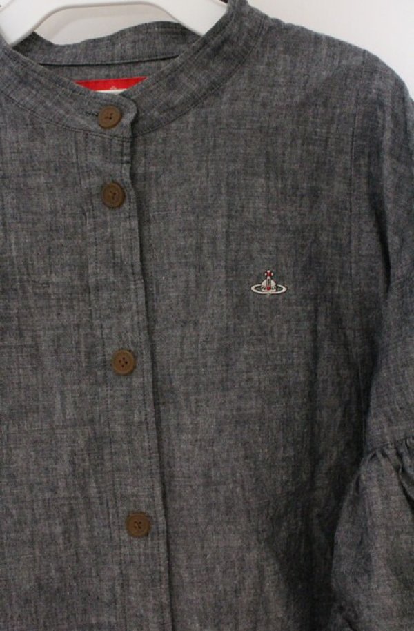 画像2: ヴィヴィアンウエストウッド 中古 / オーガニックダンガリーバルーンスリーブシャツ 00 グレー  O-26-03-22-033-bl-IG-OS (2)