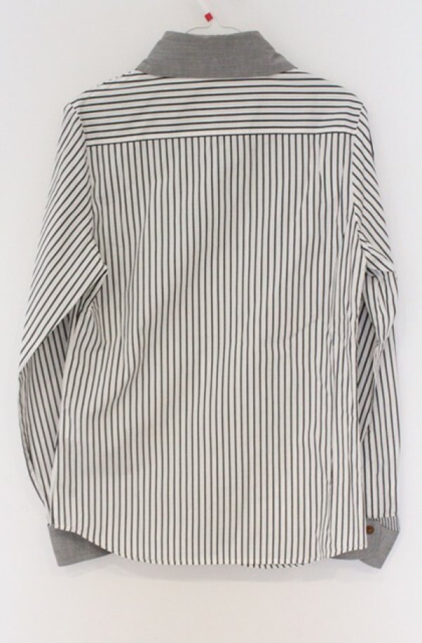 画像3: ヴィヴィアンウエストウッド 中古 / 丸襟ストライプブラウス 2 ホワイトｘグレー  O-26-03-22-034-bl-YM-OS (3)