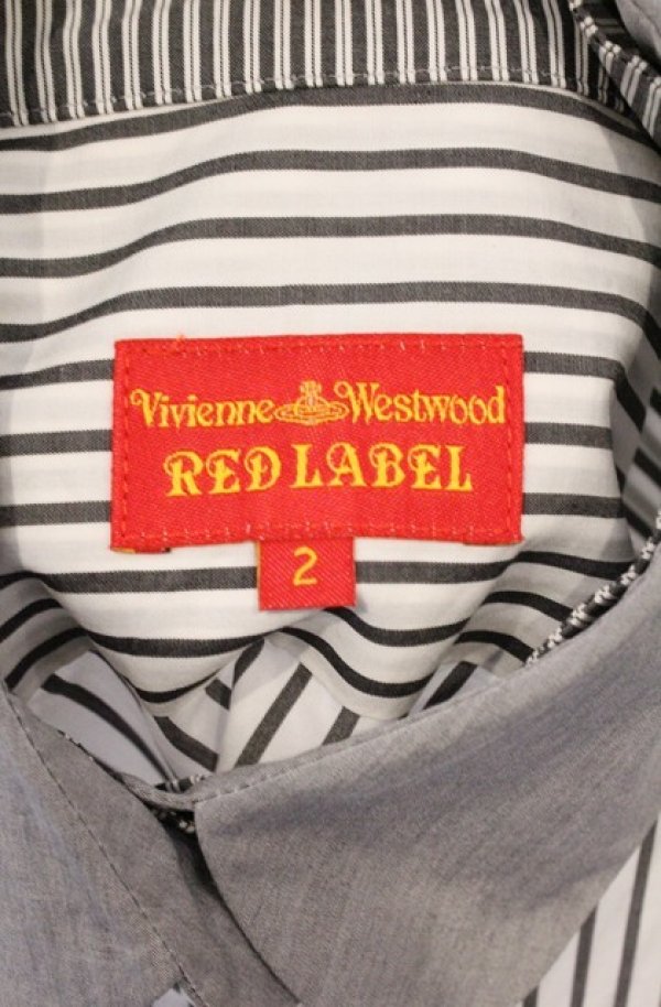 画像4: ヴィヴィアンウエストウッド 中古 / 丸襟ストライプブラウス 2 ホワイトｘグレー  O-26-03-22-034-bl-YM-OS (4)