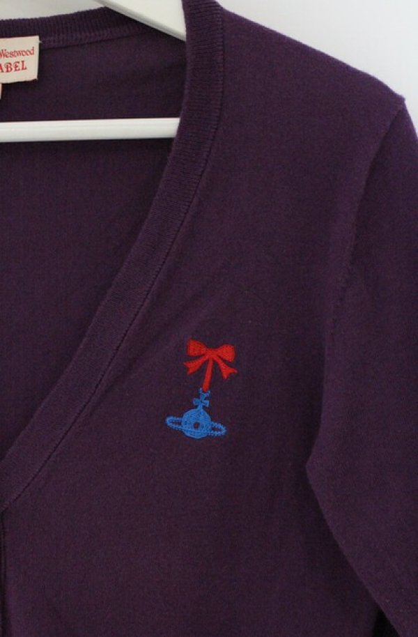 画像2: ヴィヴィアンウエストウッド 中古 / エッセンシャルオーブ刺繍カーディガン 3 パープル  O-26-03-22-036-to-YM-OS (2)