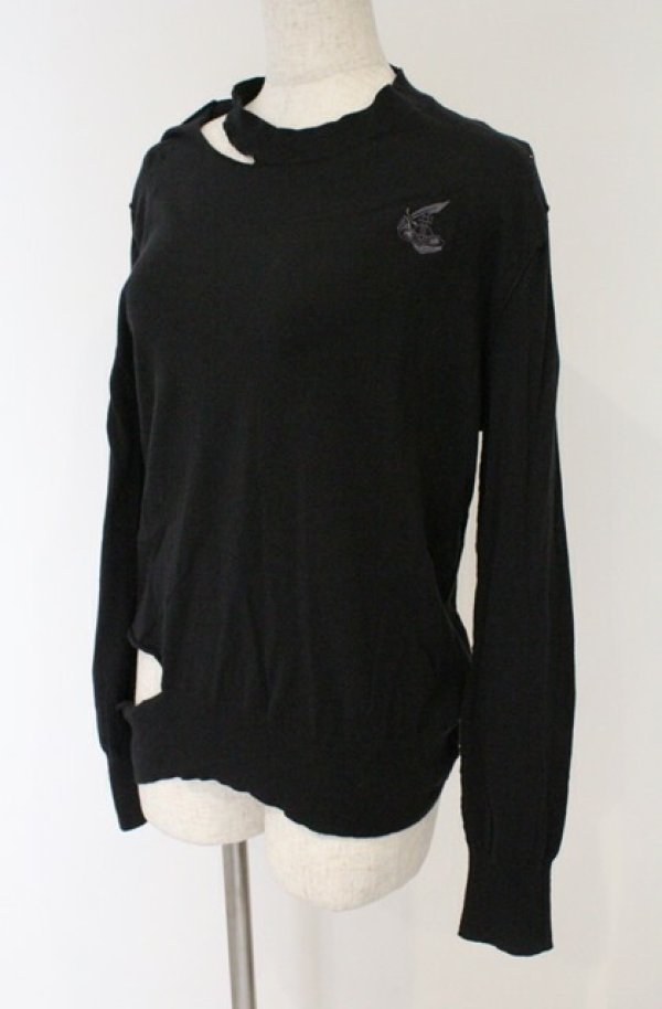 画像4: ANGLOMANIA 中古 / カットラスプルオーバーニット 38 ブラック  O-26-03-22-042-to-YM-OS (4)
