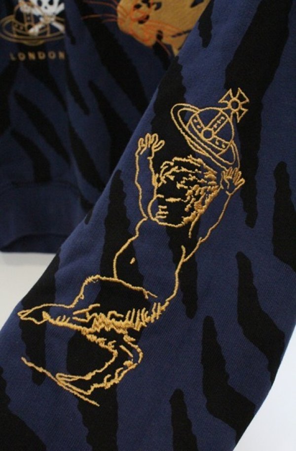 画像3: ヴィヴィアンウエストウッド 中古 / TIGER STRIPES RAGLANスウェット XS ネイビー  O-26-03-22-054-to-YM-OS (3)