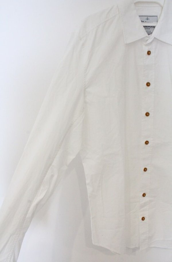画像3: ヴィヴィアンウエストウッド MAN 中古 / 銀オーブ刺繍シャツ 48 ホワイト  O-26-03-22-006-bl-YM-OS (3)
