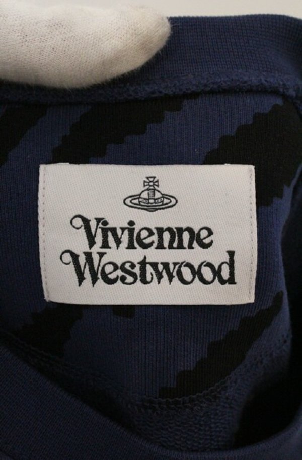 画像7: ヴィヴィアンウエストウッド 中古 / TIGER STRIPES RAGLANスウェット XS ネイビー  O-26-03-22-054-to-YM-OS (7)