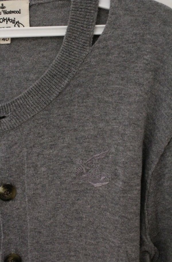 画像2: ANGLOMANIA 中古 / カットラス刺繍丸襟カーディガン 40 グレー  O-26-03-22-060-to-YM-OS (2)