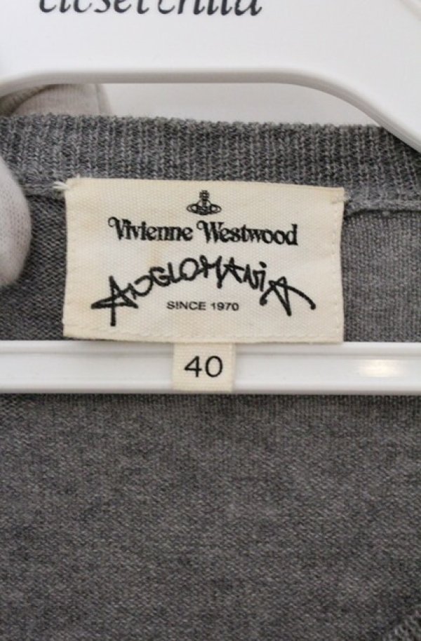 画像3: ANGLOMANIA 中古 / カットラス刺繍丸襟カーディガン 40 グレー  O-26-03-22-060-to-YM-OS (3)