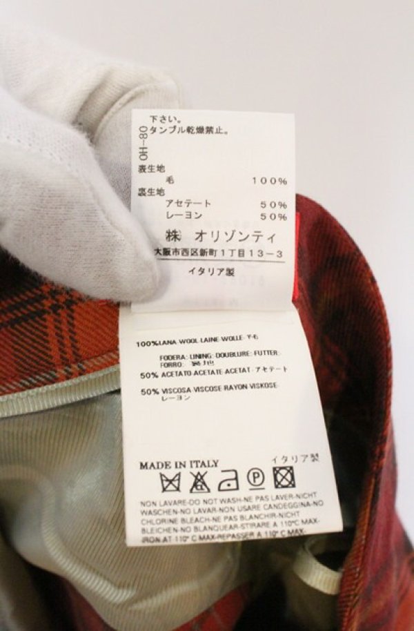 画像8: ヴィヴィアンウエストウッド 中古 / タータンチェックアニマルカットスカート 42 オレンジ  O-26-03-22-067-sk-YM-OS (8)