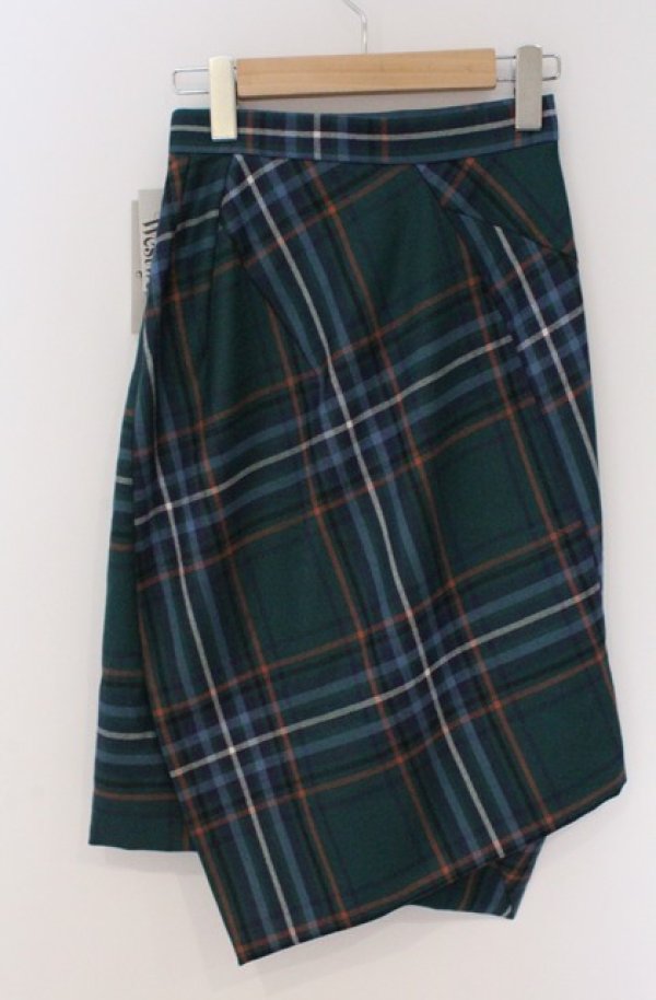 画像3: ヴィヴィアンウエストウッド 中古 / アシンメトリータータンスカート 36 グリーン  O-26-03-22-068-sk-YM-OS (3)