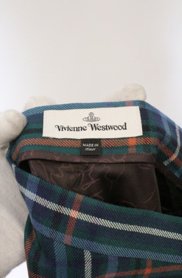 画像5: ヴィヴィアンウエストウッド 中古 / アシンメトリータータンスカート 36 グリーン  O-26-03-22-068-sk-YM-OS (5)