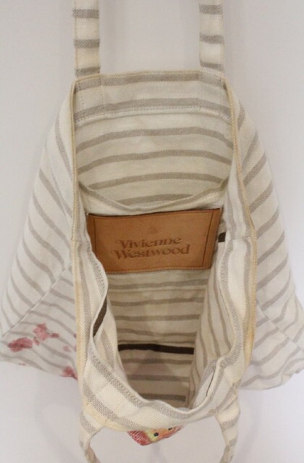 画像7: ヴィヴィアンウエストウッド 中古 / KITTY WITH WINE STAINS トートバッグ  アイボリーｘピンク  O-26-03-22-077-ba-YM-OS (7)