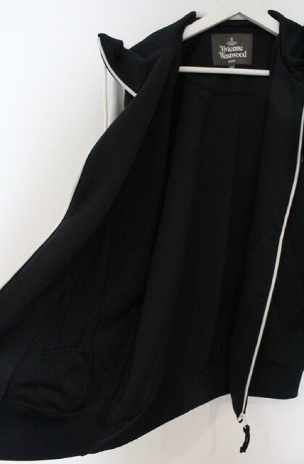 画像4: ヴィヴィアンウエストウッド MAN 中古 / TWIN EAGLES ジャージフーディー 46 ブラック  O-26-03-22-009-to-YM-OS (4)
