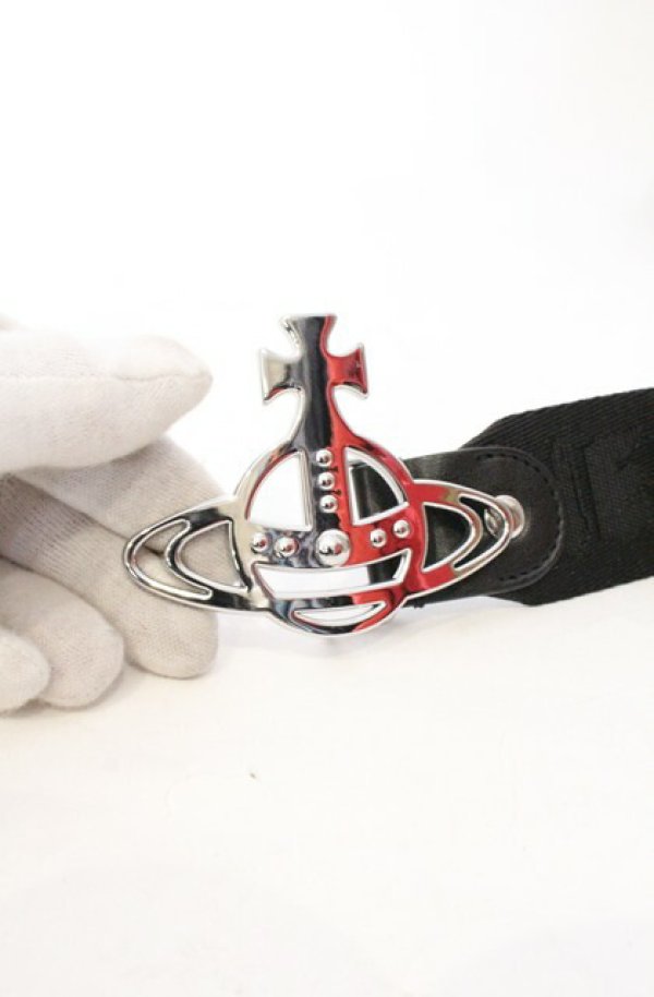 画像5: ヴィヴィアンウエストウッド 中古 / LINE ORB WEBBING ベルト（ラインオーブウェビング） S ブラックｘシルバー  O-26-03-22-082-gd-YM-OS (5)